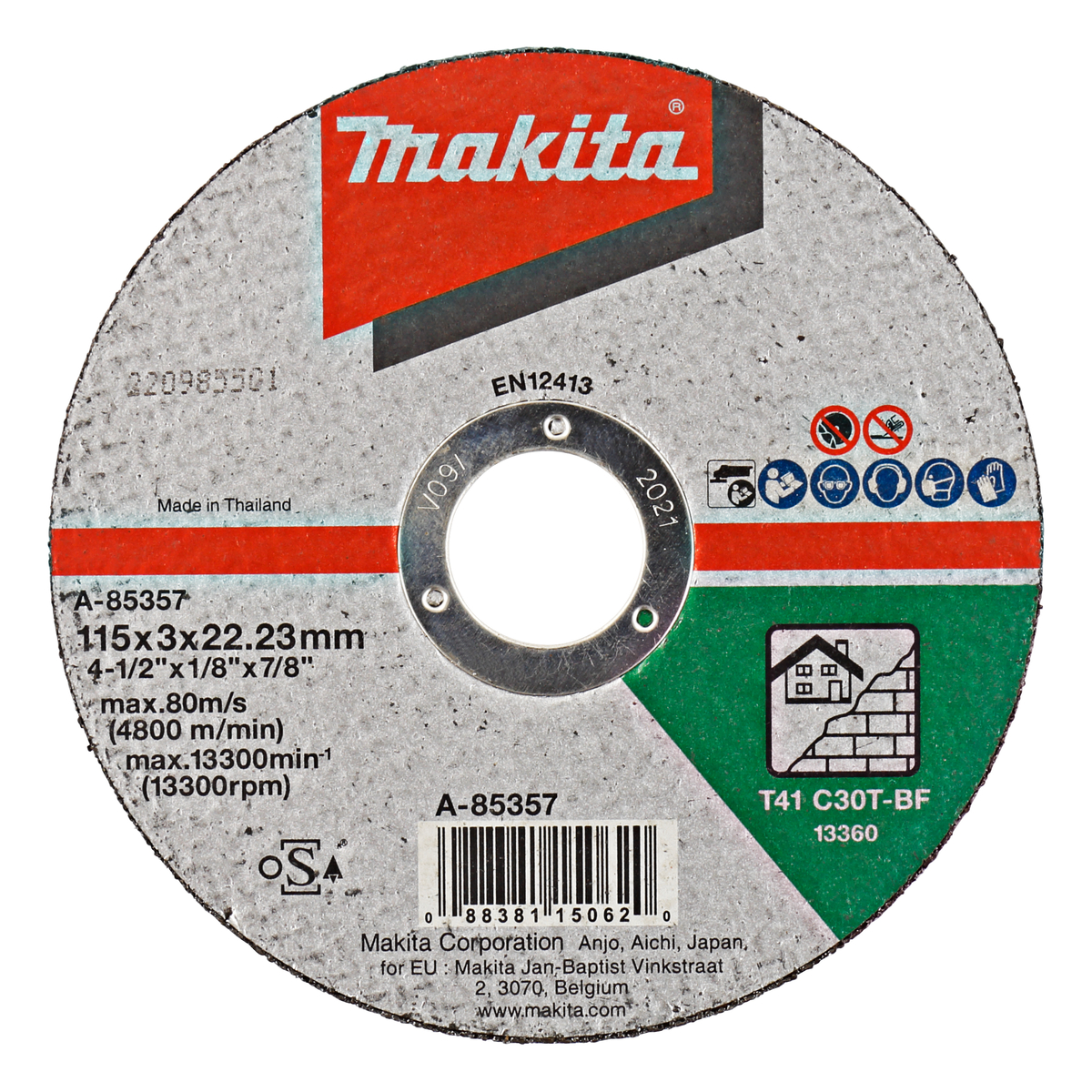 Makita A-85357 Doorslijpschijf Steen | 115 x 22,23 x 3,0 mm