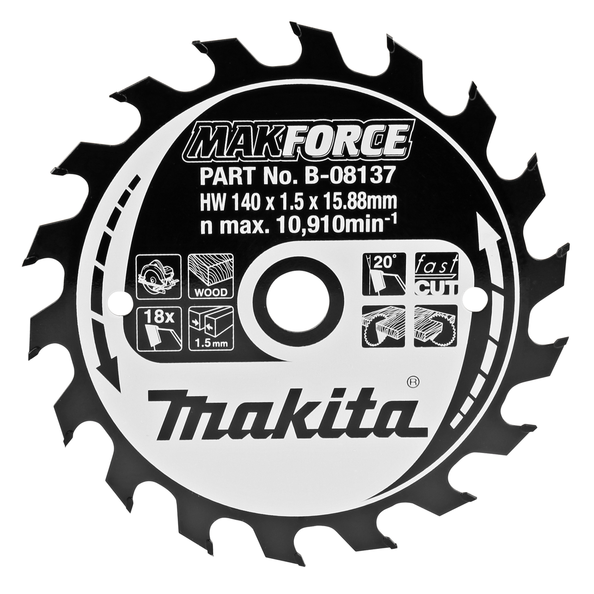Makita B-08137 Cirkelzaagblad Hout | Makforce | 140 x 15,88 mm | 18-tands