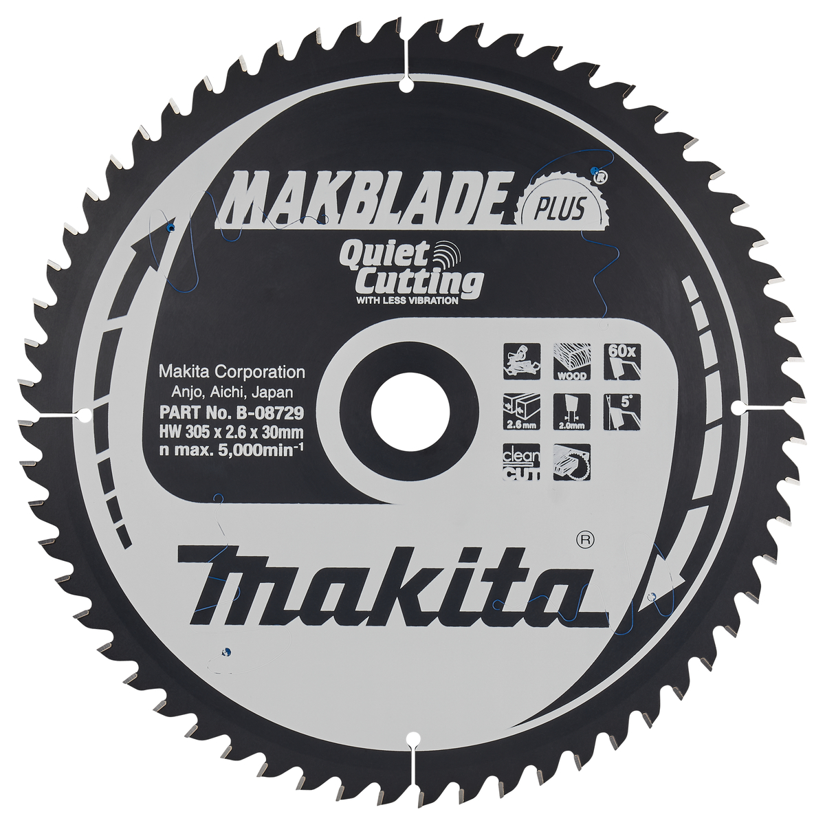 Makita B-08729 Afkortzaagblad Hout | Makblade-Plus | 305 x 30 mm | 60-tands