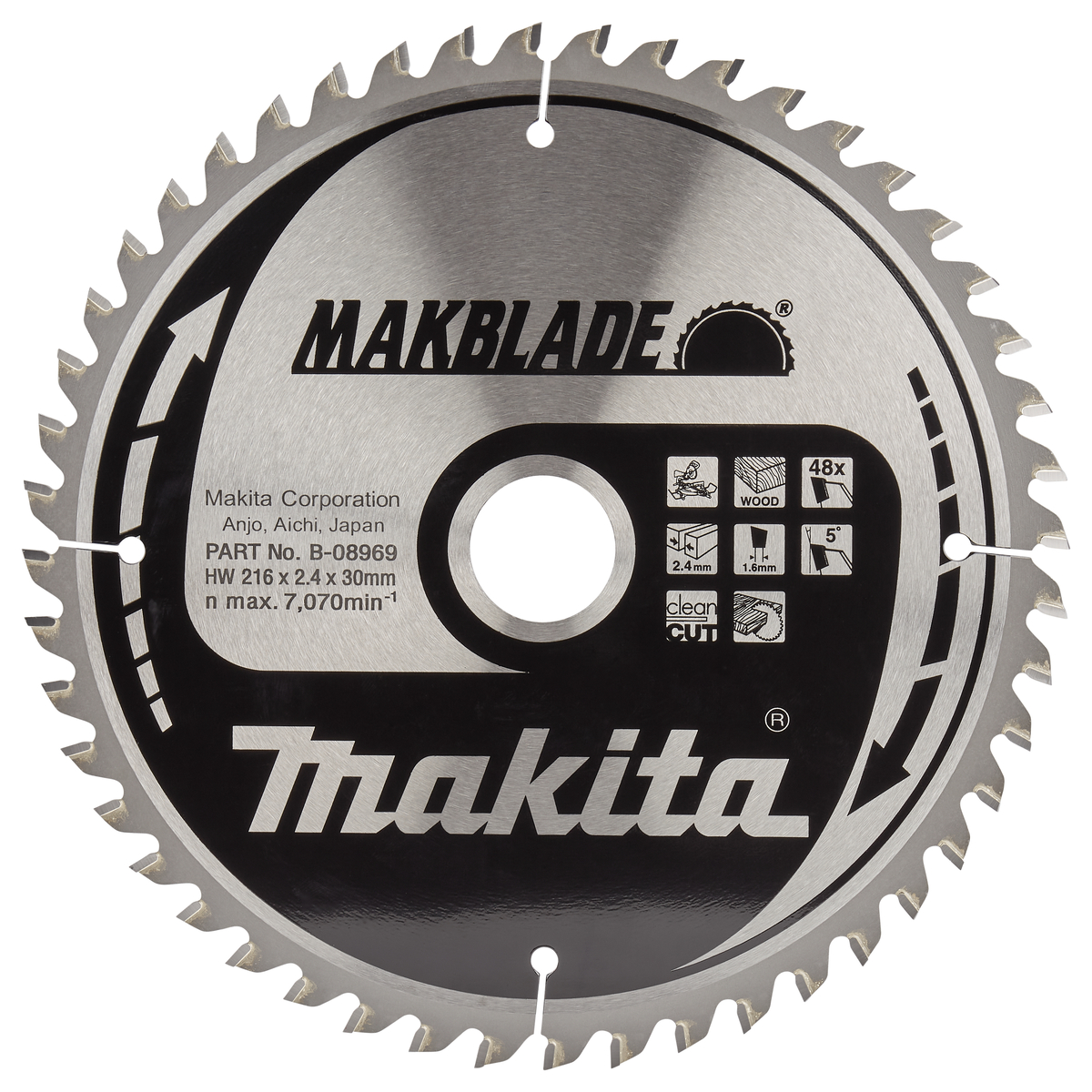 Makita B-08969 Afkortzaagblad Hout | Makblade | 216 x 30 mm | 48-tands
