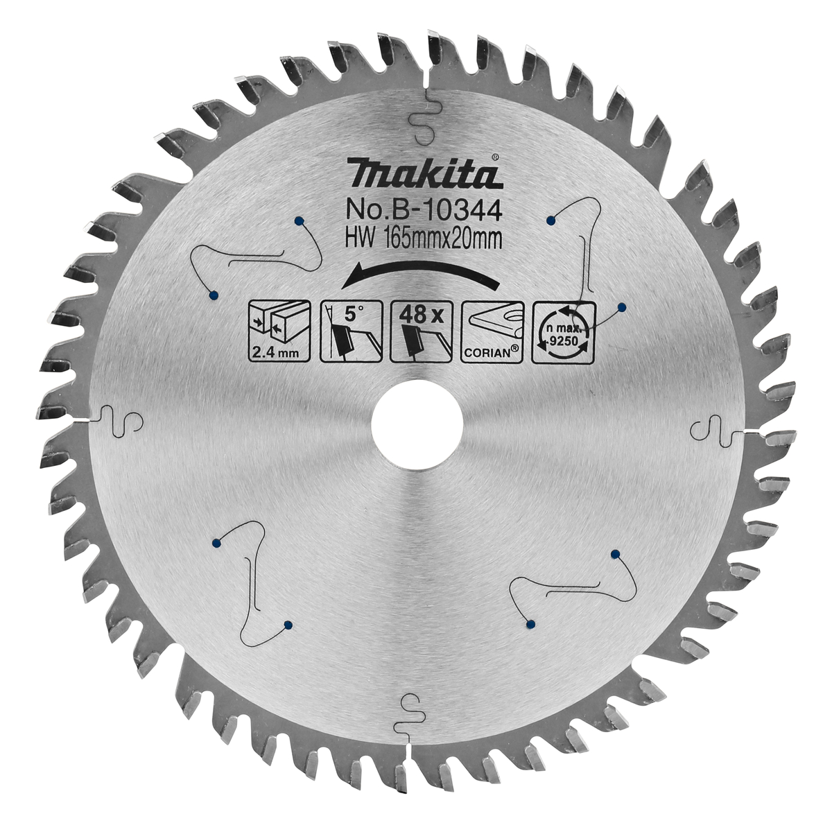 Makita B-10344 Invalcirkelzaagblad Corian® | 165 x 20 mm | 48-tands