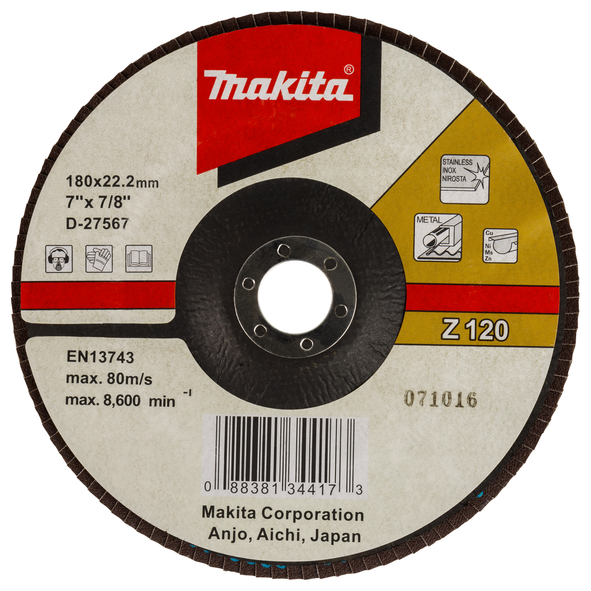 Makita D-27567 Lamellenschuurschijf Z120 | 180mm