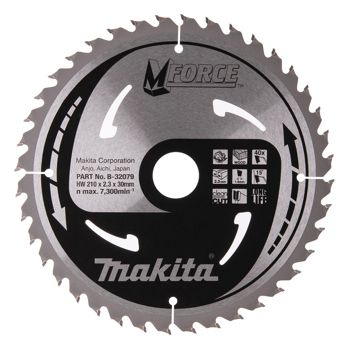 Makita B-32079 Cirkelzaagblad Hout | Mforce | 210 x 30 mm | 40-tands