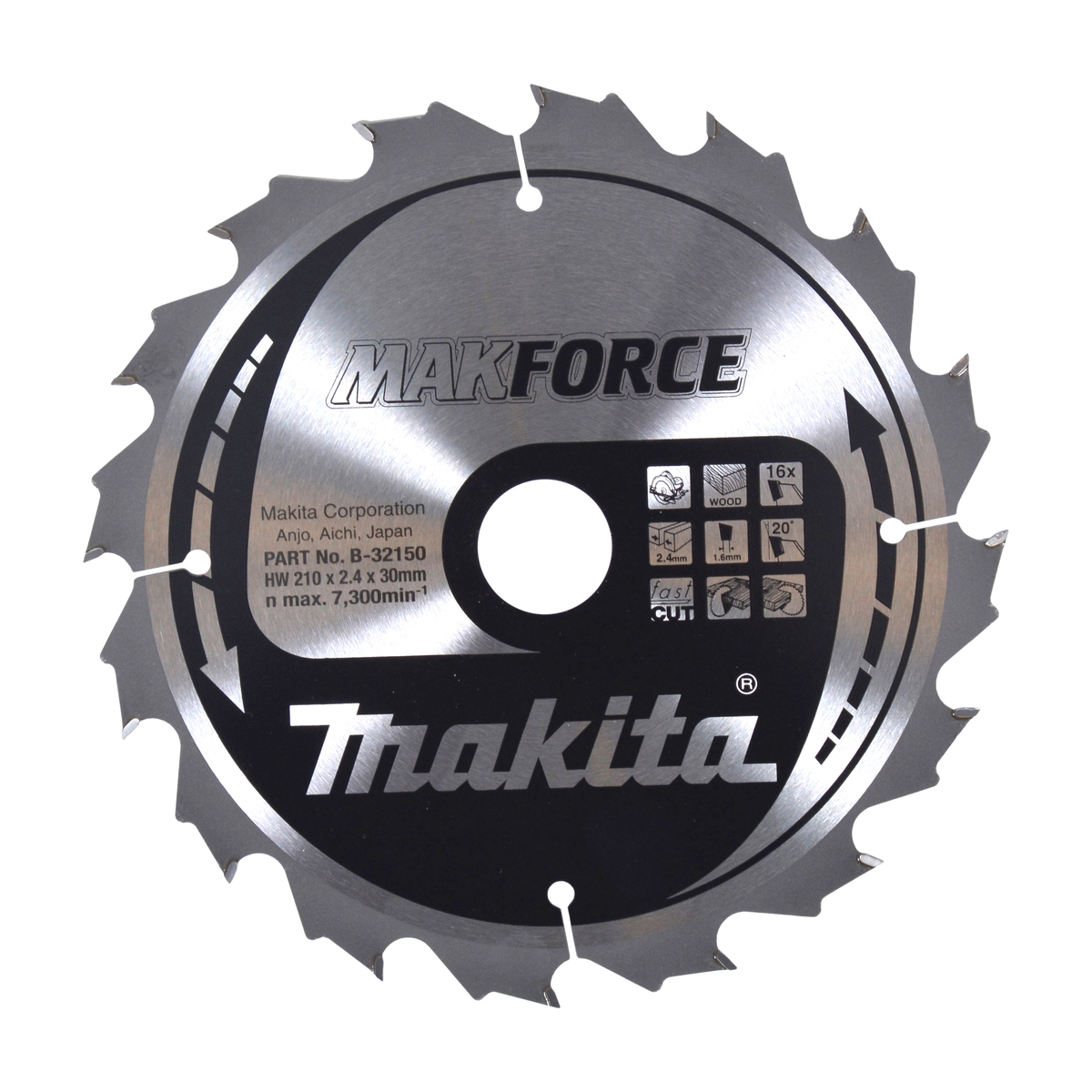 Makita B-32150 Cirkelzaagblad Hout | Makforce | 210 x 30 mm | 16-tands