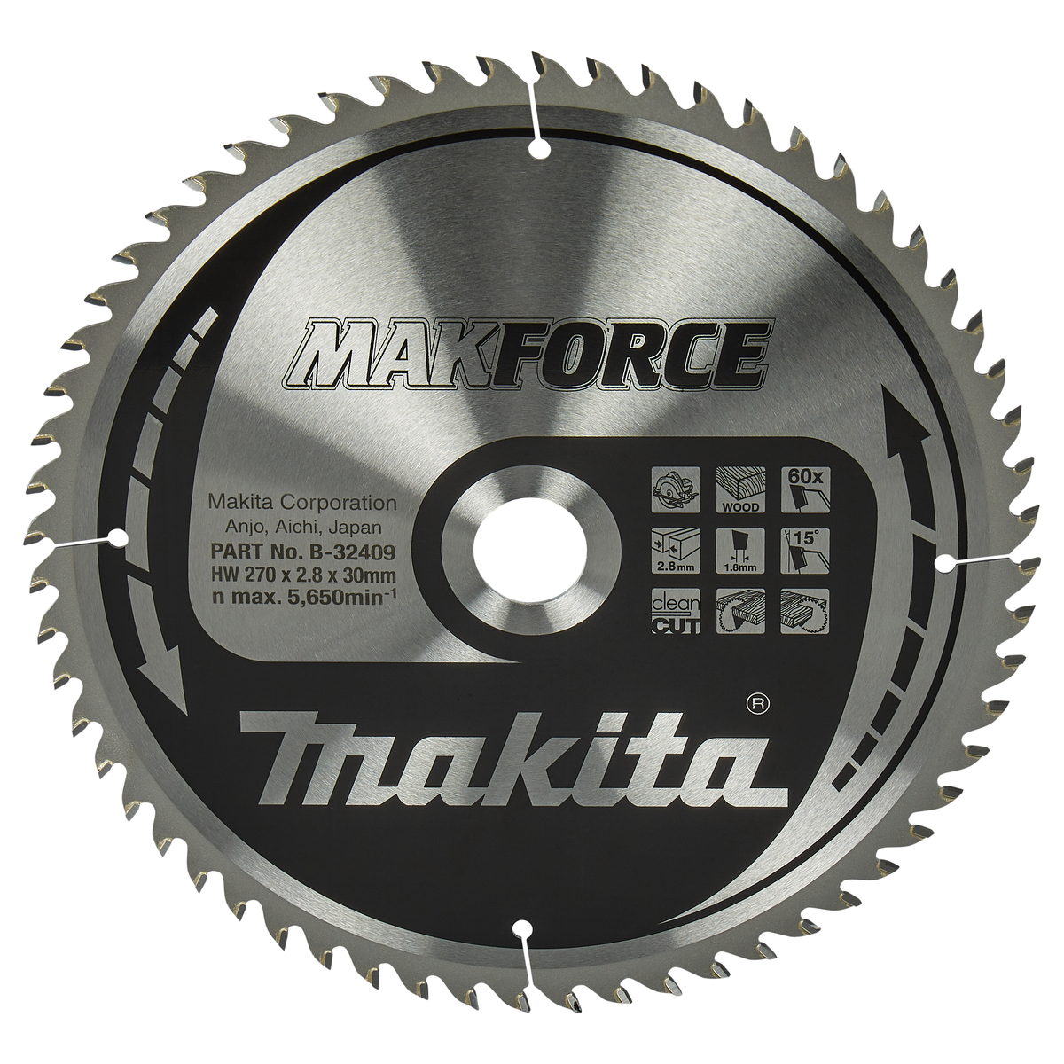 Makita B-32409 Cirkelzaagblad Hout | Makforce | 270 x 30 mm | 60-tands