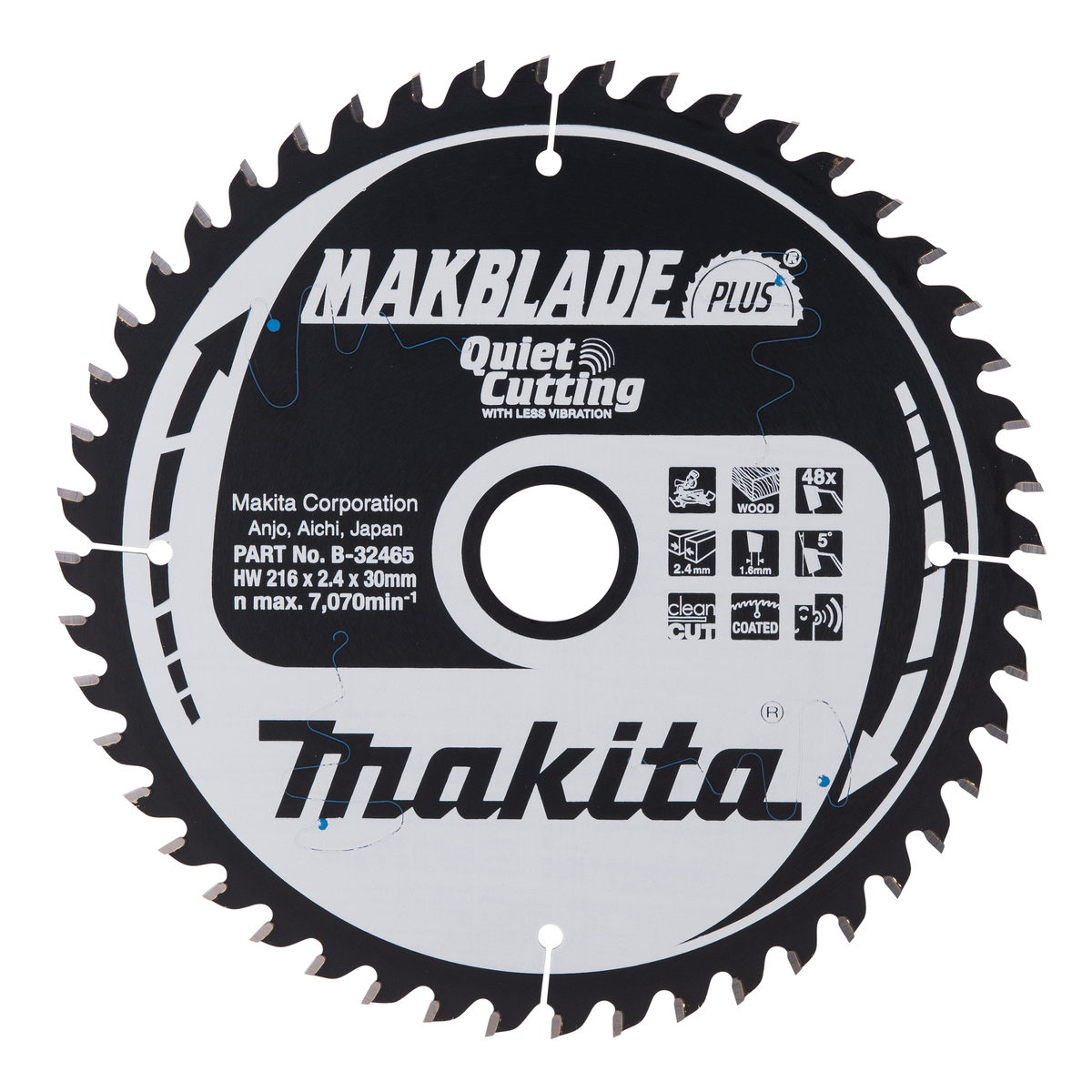 Makita B-32465 Afkortzaagblad Hout | Makblade-Plus | 216 x 30 mm | 48-tands