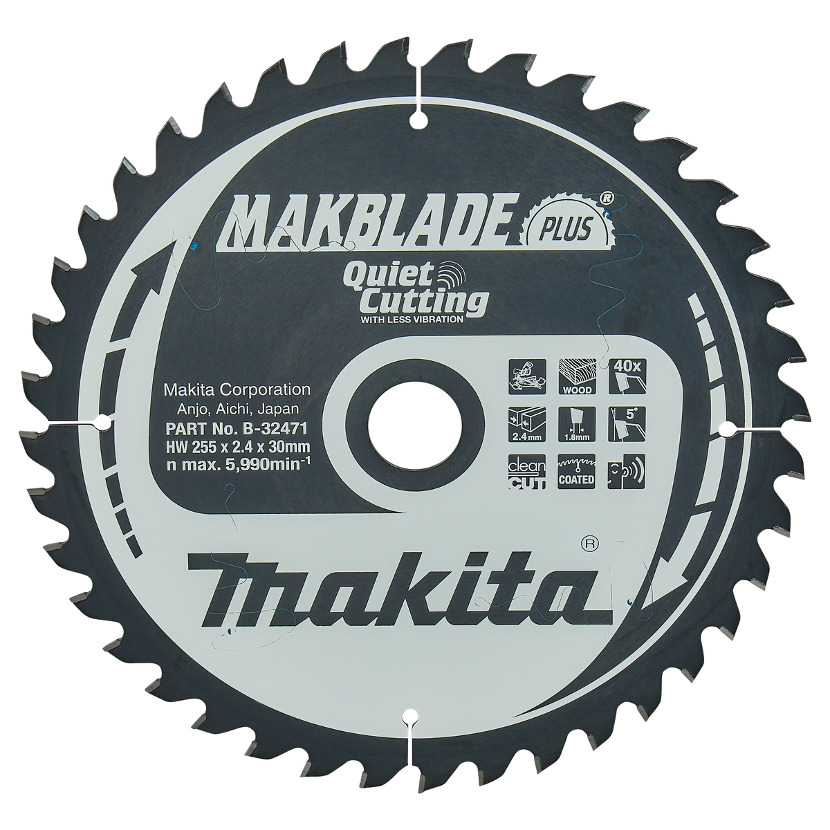 Makita B-32471 Afkortzaagblad Hout | Makblade-Plus | 255 x 30 mm | 40-tands