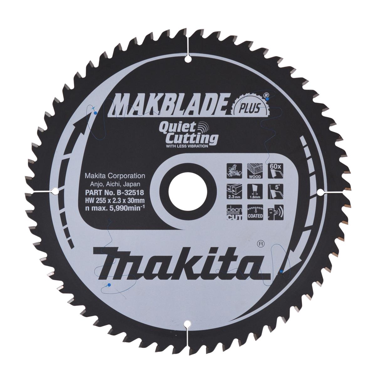 Makita B-32518 Afkortzaagblad Hout | Makblade-Plus | 255 x 30 mm | 60-tands