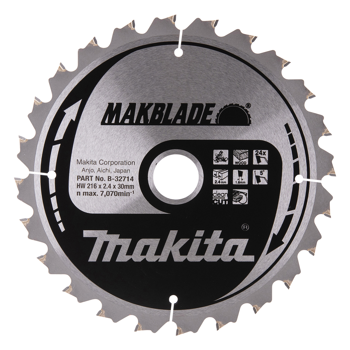 Makita B-32714 Afkortzaagblad Hout | Makblade | 216 x 30 mm | 24-tands