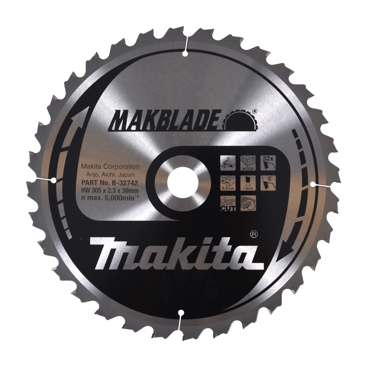 Makita B-32742 Afkortzaagblad Hout | Makblade | 305 x 30 mm | 32-tands