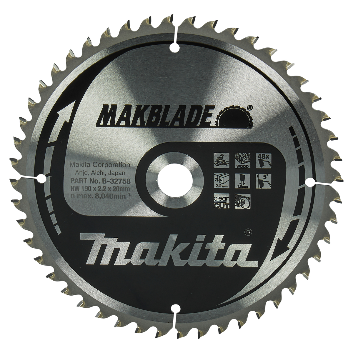 Makita B-32758 Afkortzaagblad Hout | Makblade | 190 x 20 mm | 48-tands
