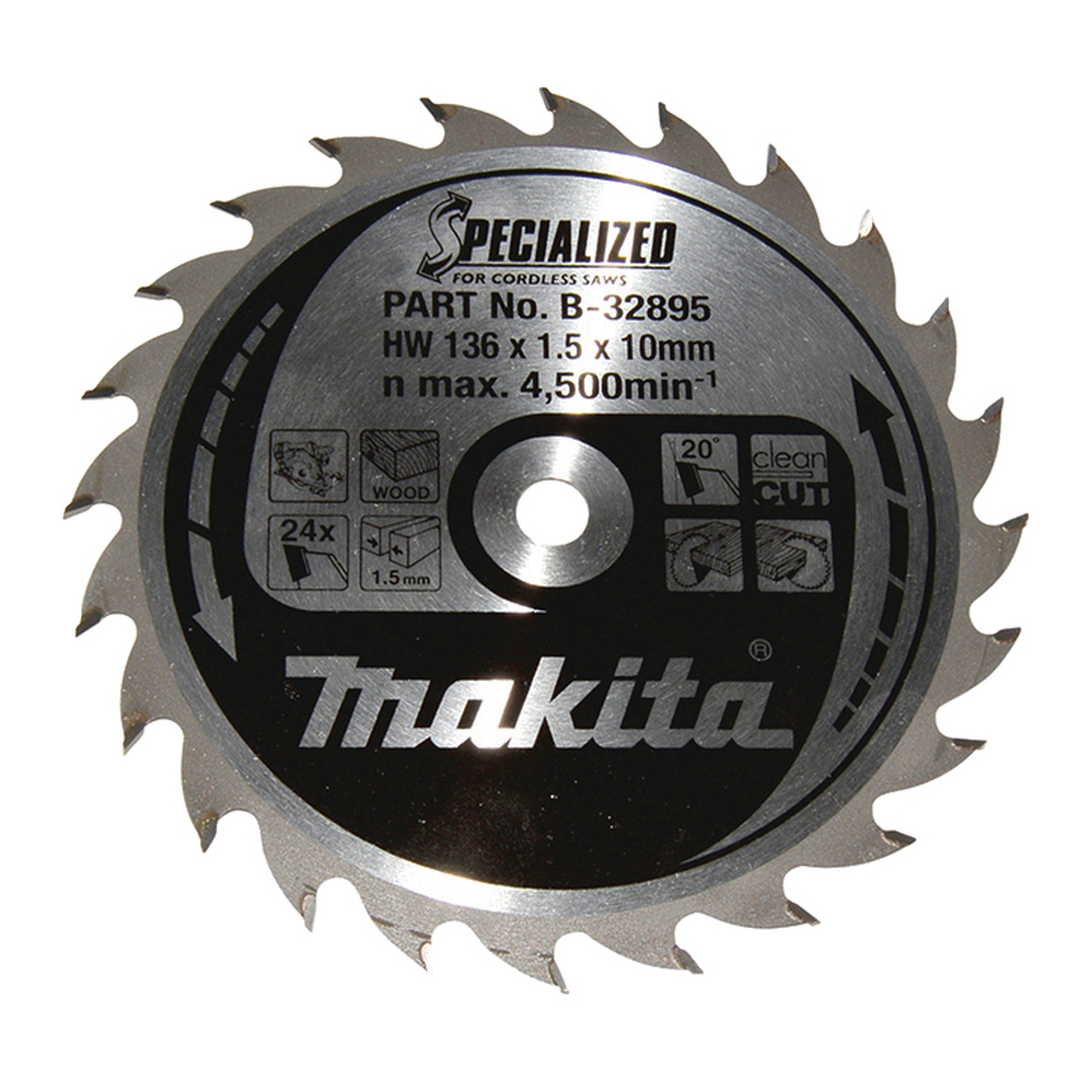Makita B-32895 Cirkelzaagblad Hout | 136 x 10 mm | 24-tands