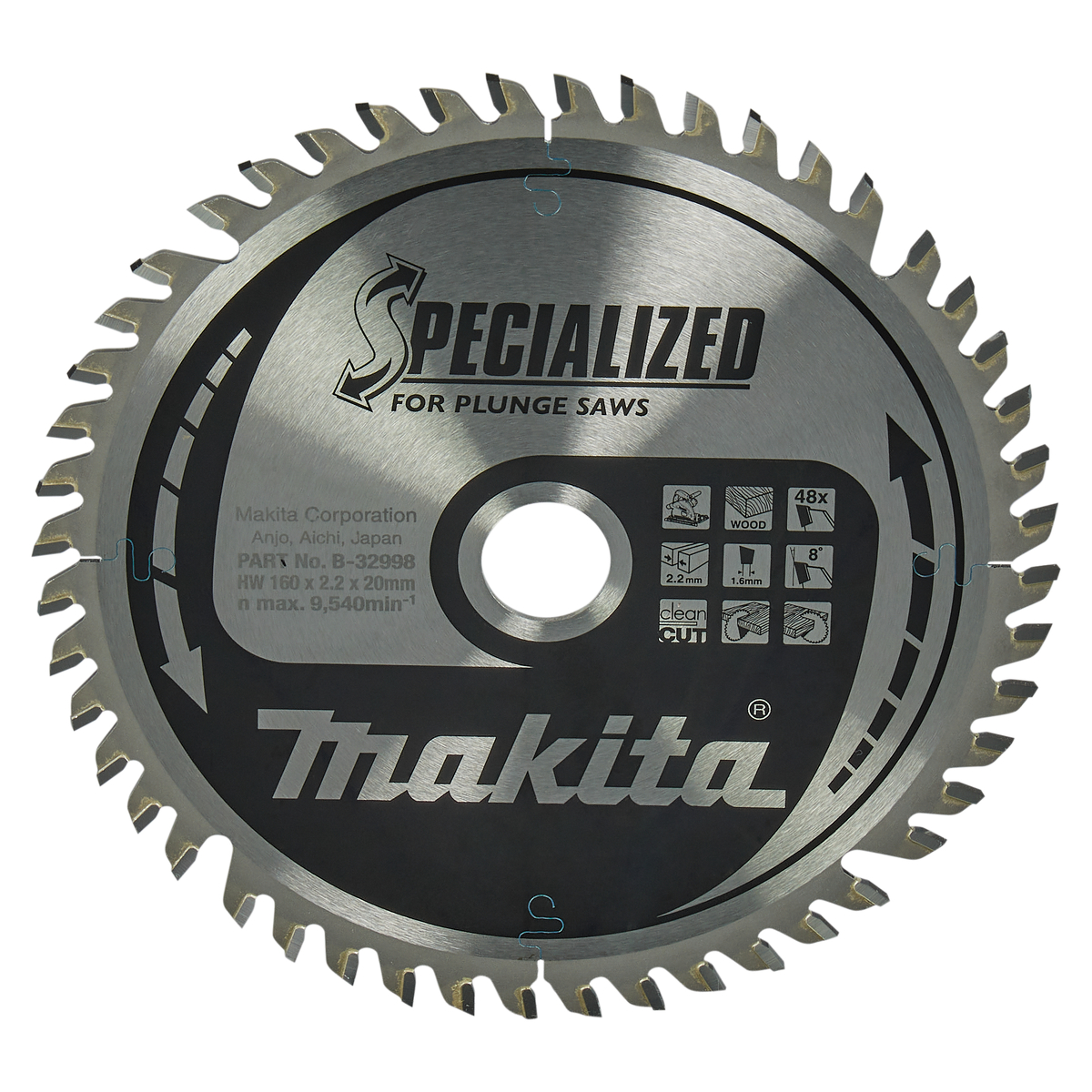Makita B-32998 Invalcirkelzaagblad hout | Specialized | 160 x 20 mm | 48-tands