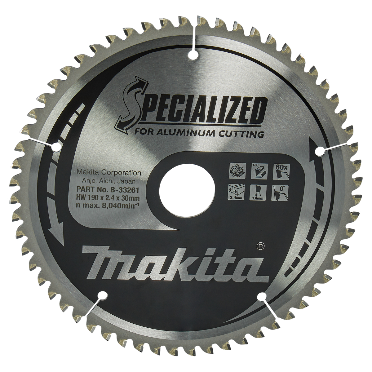 Makita B-33261 Cirkelzaagblad Aluminium | Specialized | 190 x 30 mm | 60-tands