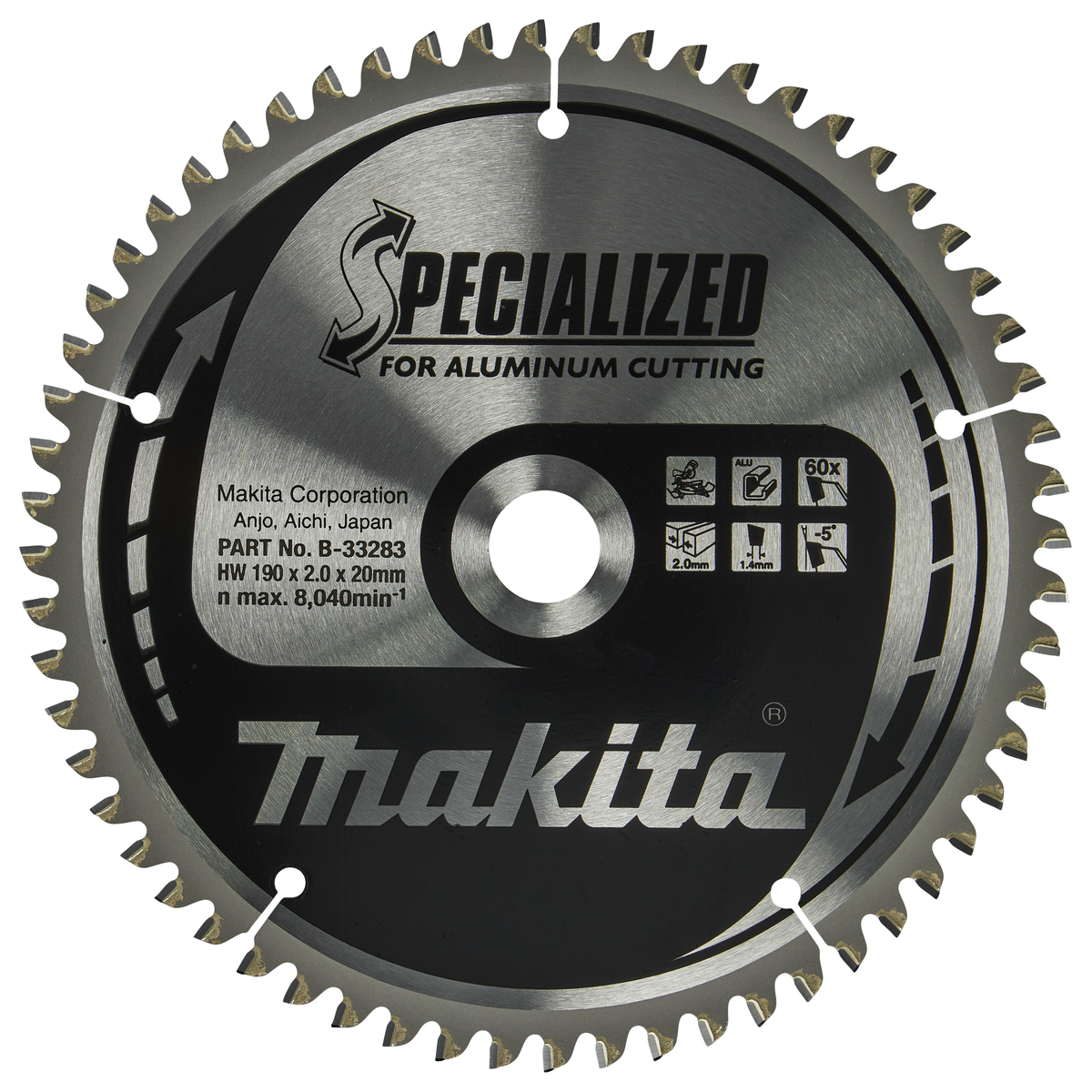 Makita B-33283 Afkortzaagblad Aluminium | Specialized | 190 x 20 mm | 60-tands