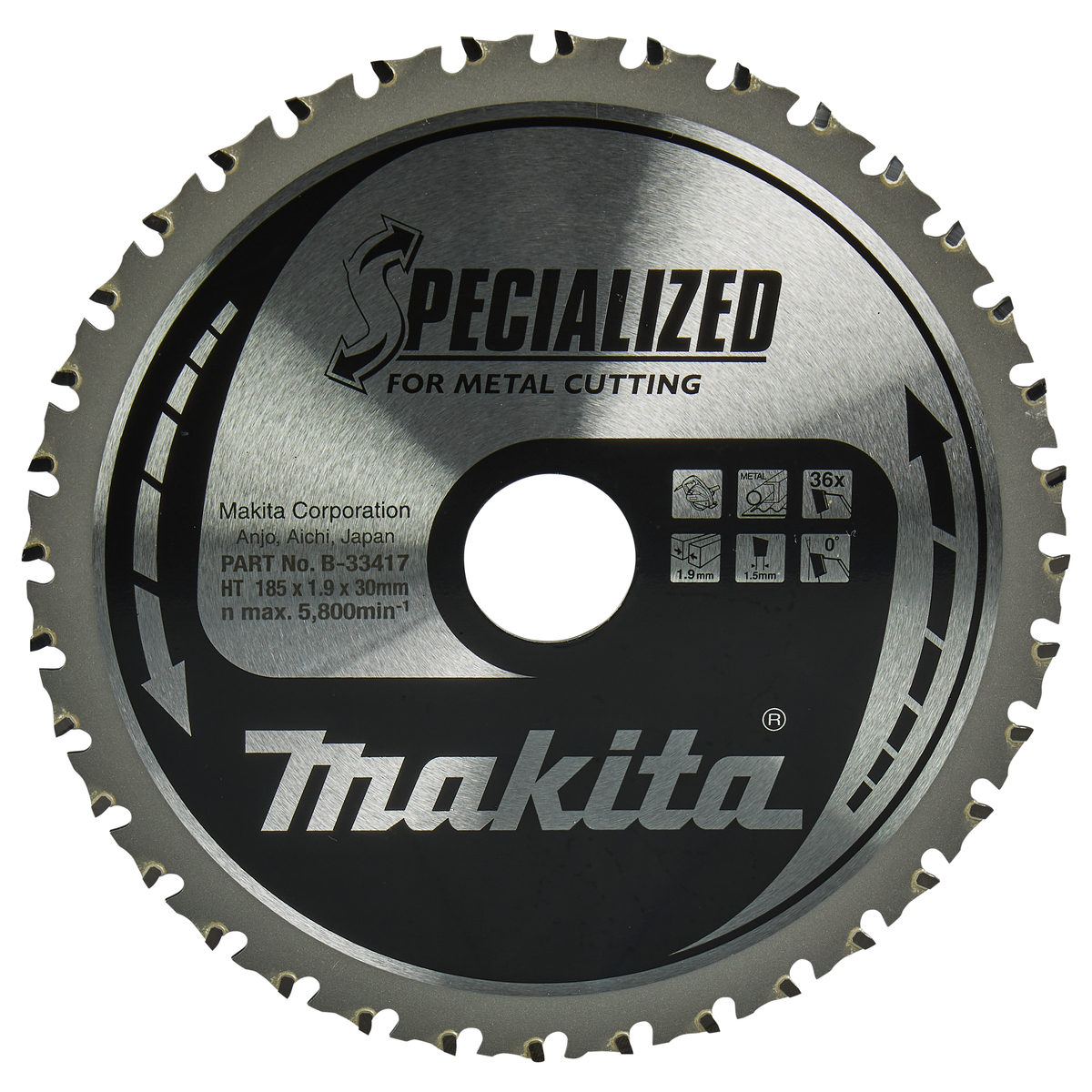 Makita B-33417 Cirkelzaagblad Staal | Specialized | 185 x 30 mm | 36-tands