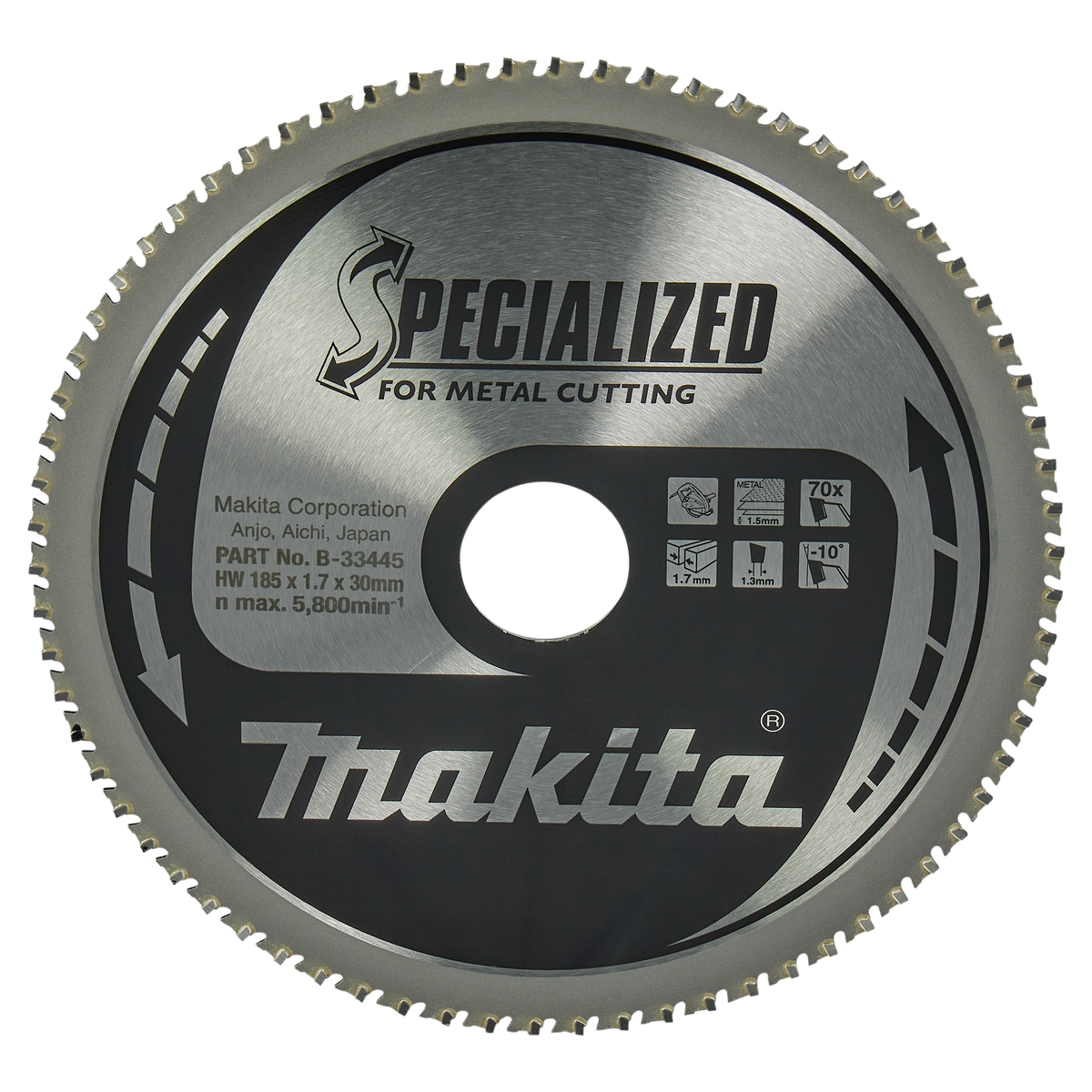 Makita B-33445 Cirkelzaagblad Dun plaatstaal | Specialized | 185 x 30 mm | 70-tands