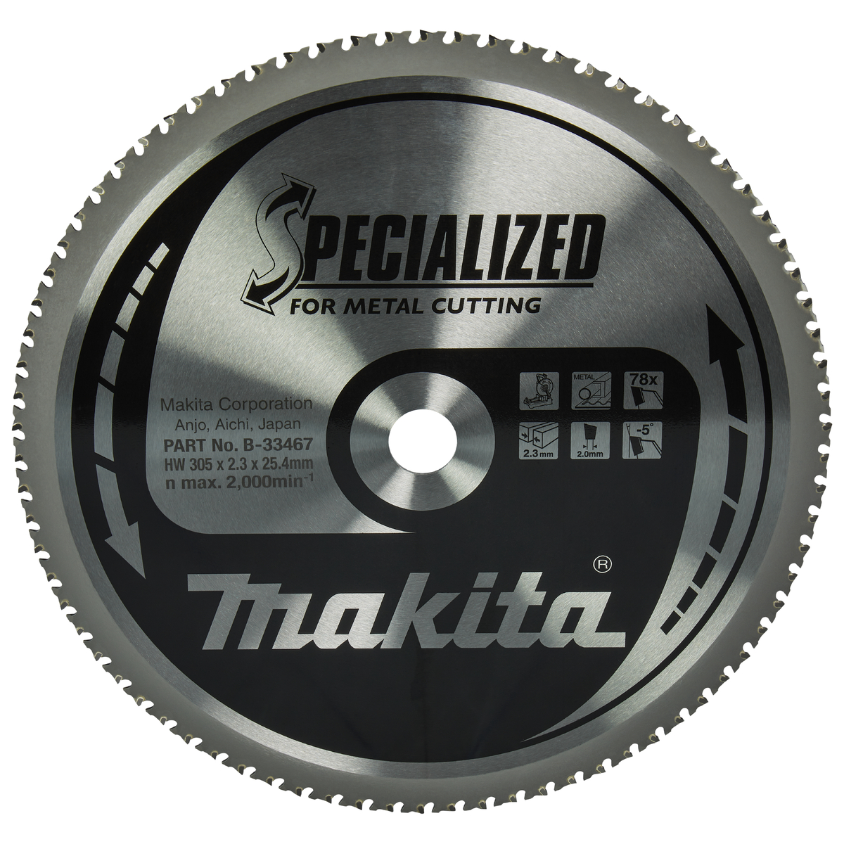 Makita B-33467 Afkortzaagblad Dun staal | Specialized | 305 x 25,4 mm | 78-tands
