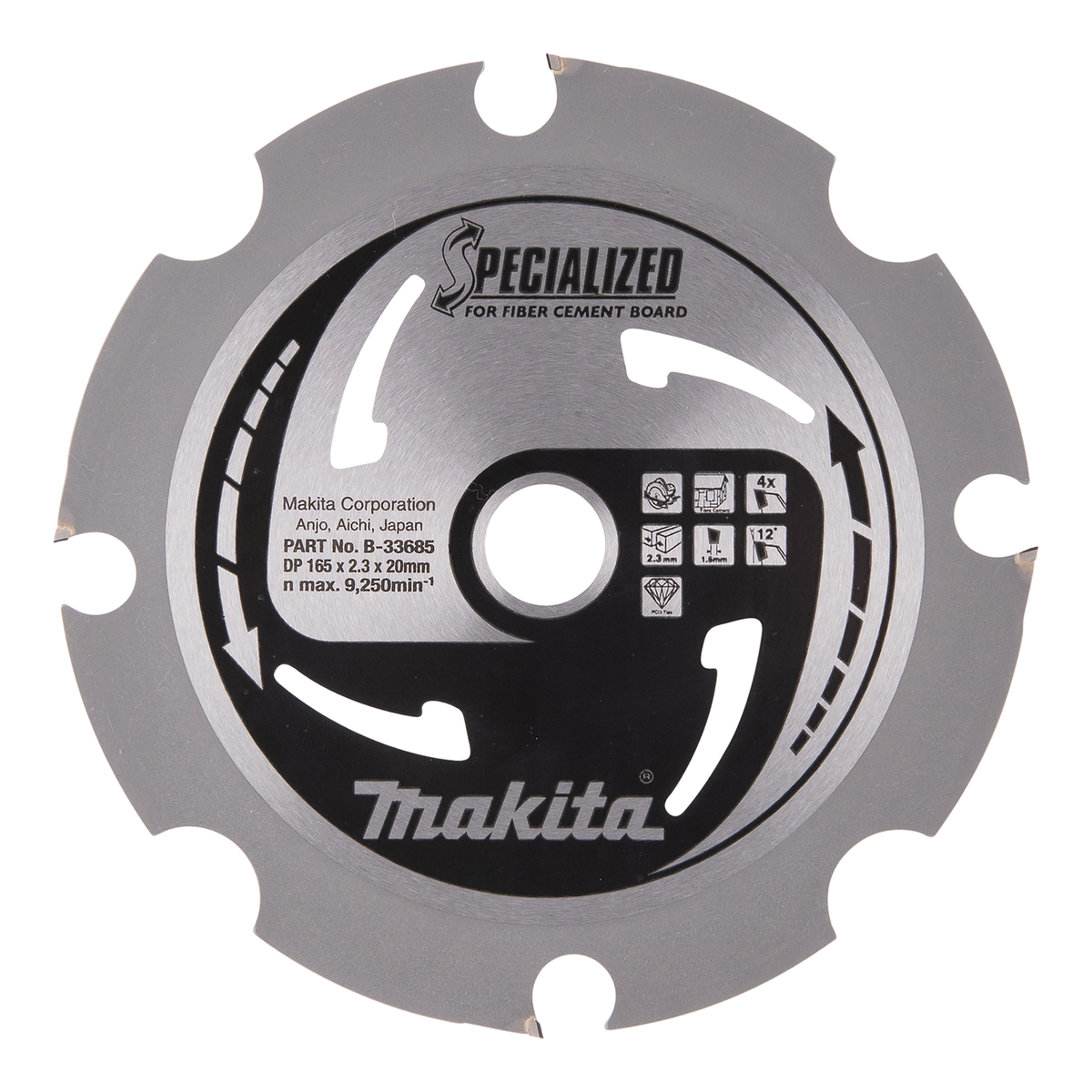 Makita B-33685 Cirkelzaagblad Vezelcementplaat | Specialized PCD | 165 x 20 mm | 4-tands