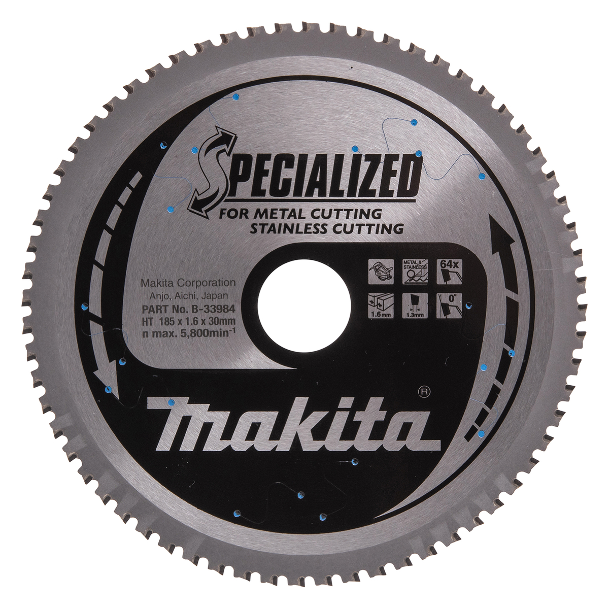 Makita B-33984 Cirkelzaagblad RVS/Staal | Specialized | 185 x 30 mm | 64-tands