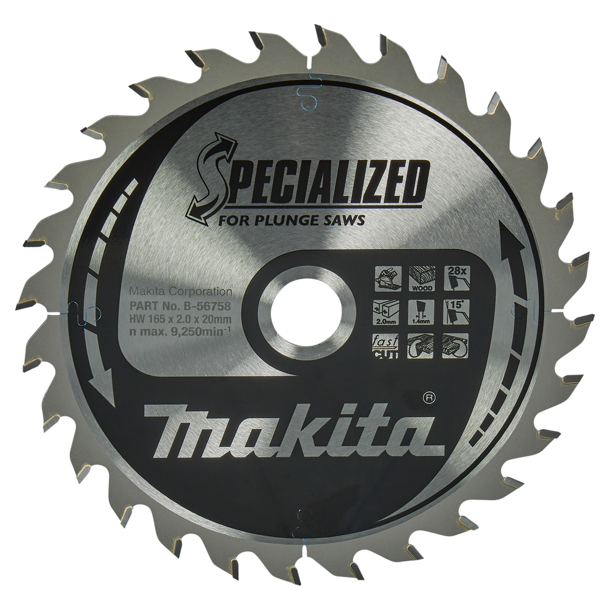 Makita B-56758 Invalcirkelzaagblad hout | Specialized | 165 x 20 mm | 28-tands