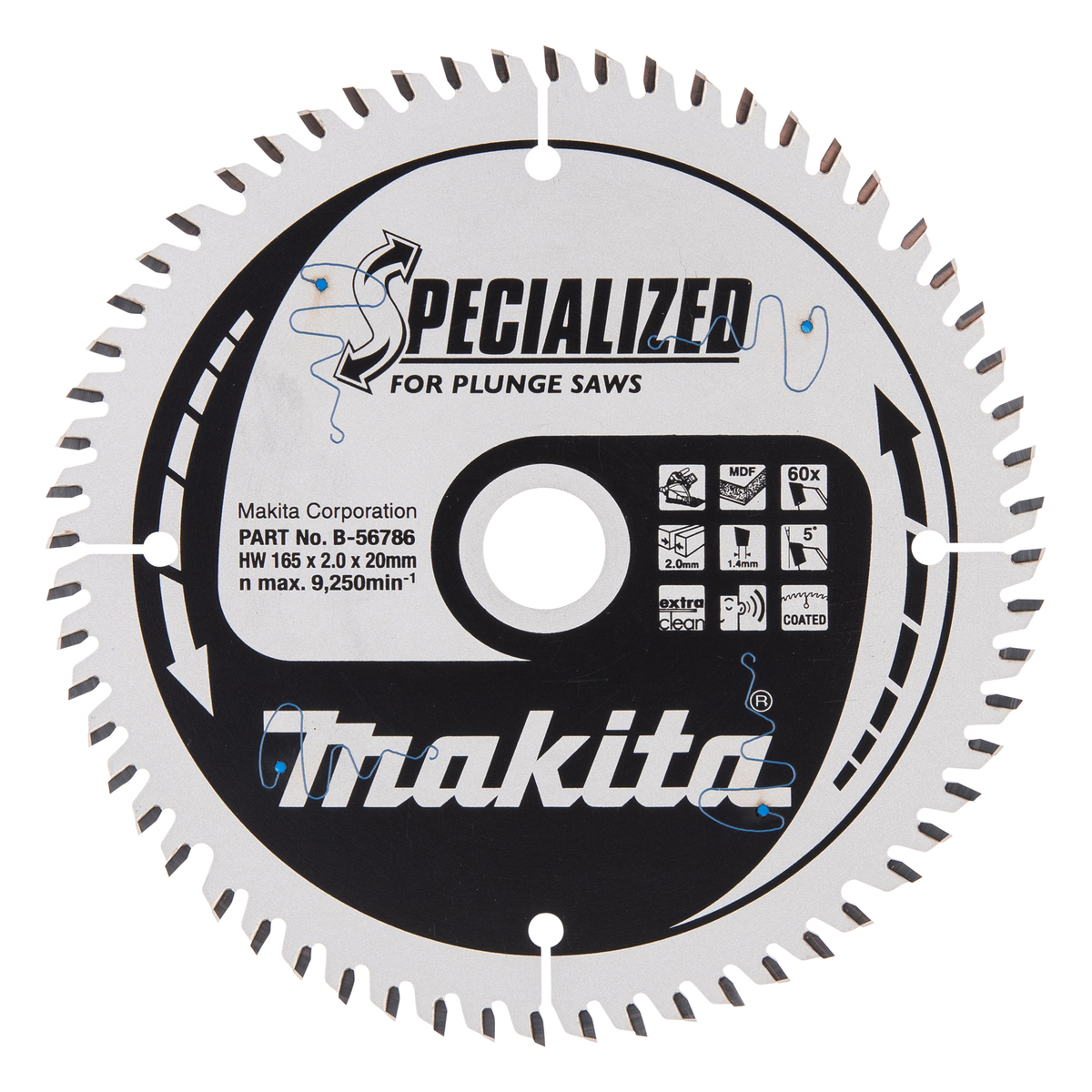 Makita B-56786 Invalcirkelzaagblad gemelamineerd | Specialized | 165 x 20 mm | 60-tands