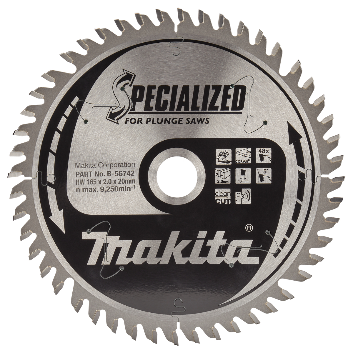 Makita B-56742 Invalcirkelzaagblad Corian® | Specialized | 165 x 20 mm | 48-tands