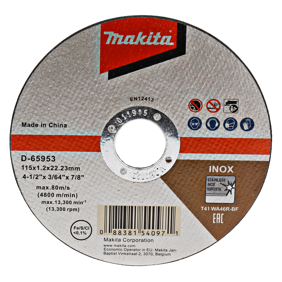 Makita D-65953 Doorslijpschijf RVS | 115 x 22,23 x 1,2 mm