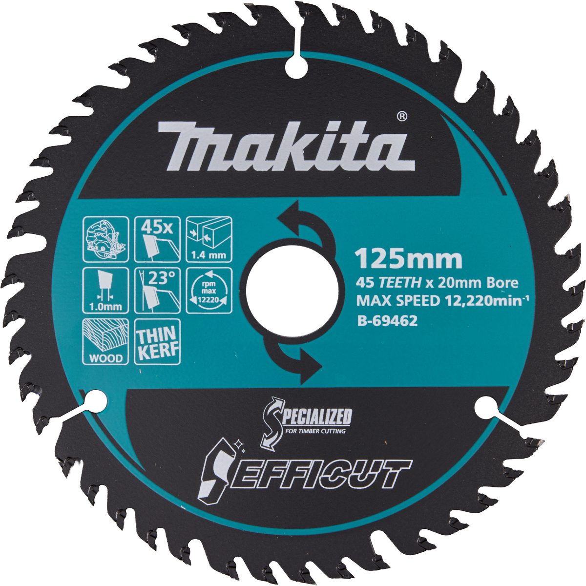 Makita B-69462 Cirkelzaagblad hout | Efficut | 125 x 20 mm | 45-tands
