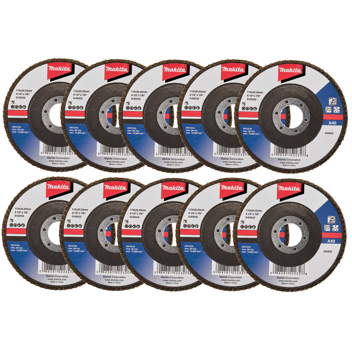 Makita D-63432-10 Lamellenschuurschijf A40 | 115 mm | 10 stuks