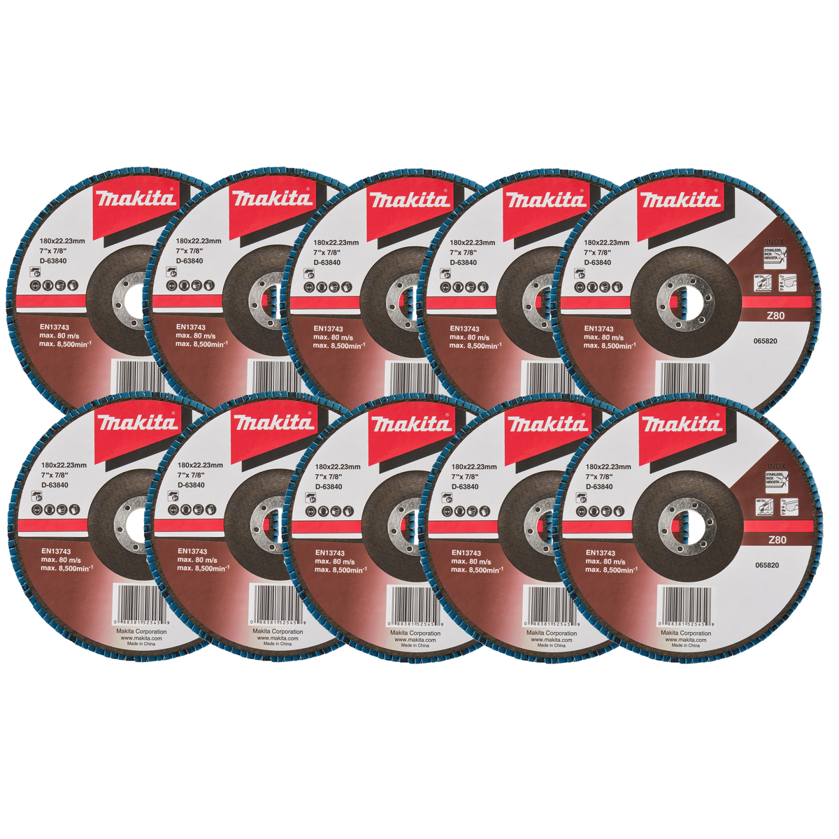 Makita D-63840-10 Lamellenschuurschijf Z80 | 180mm | 10 stuks