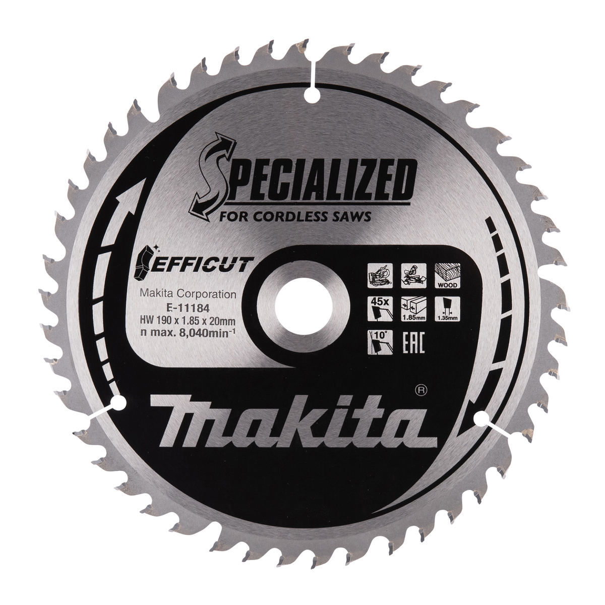Makita E-11184 Afkortzaagblad Hout | Efficut | 190 x 20 mm | 45-tands