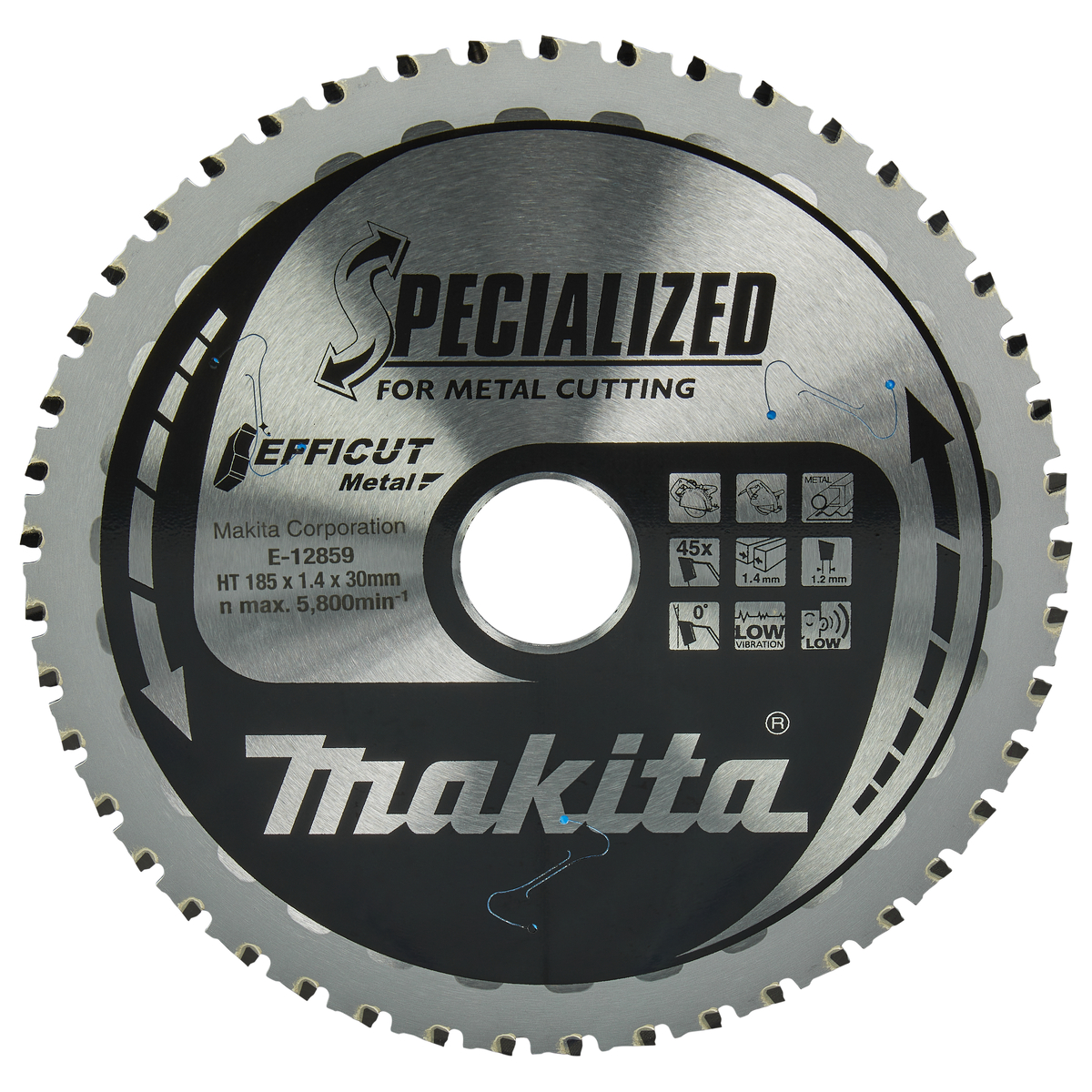 Makita E-12859 Cirkelzaagblad Staal | Efficut | 185 x 30 mm | 45-tands