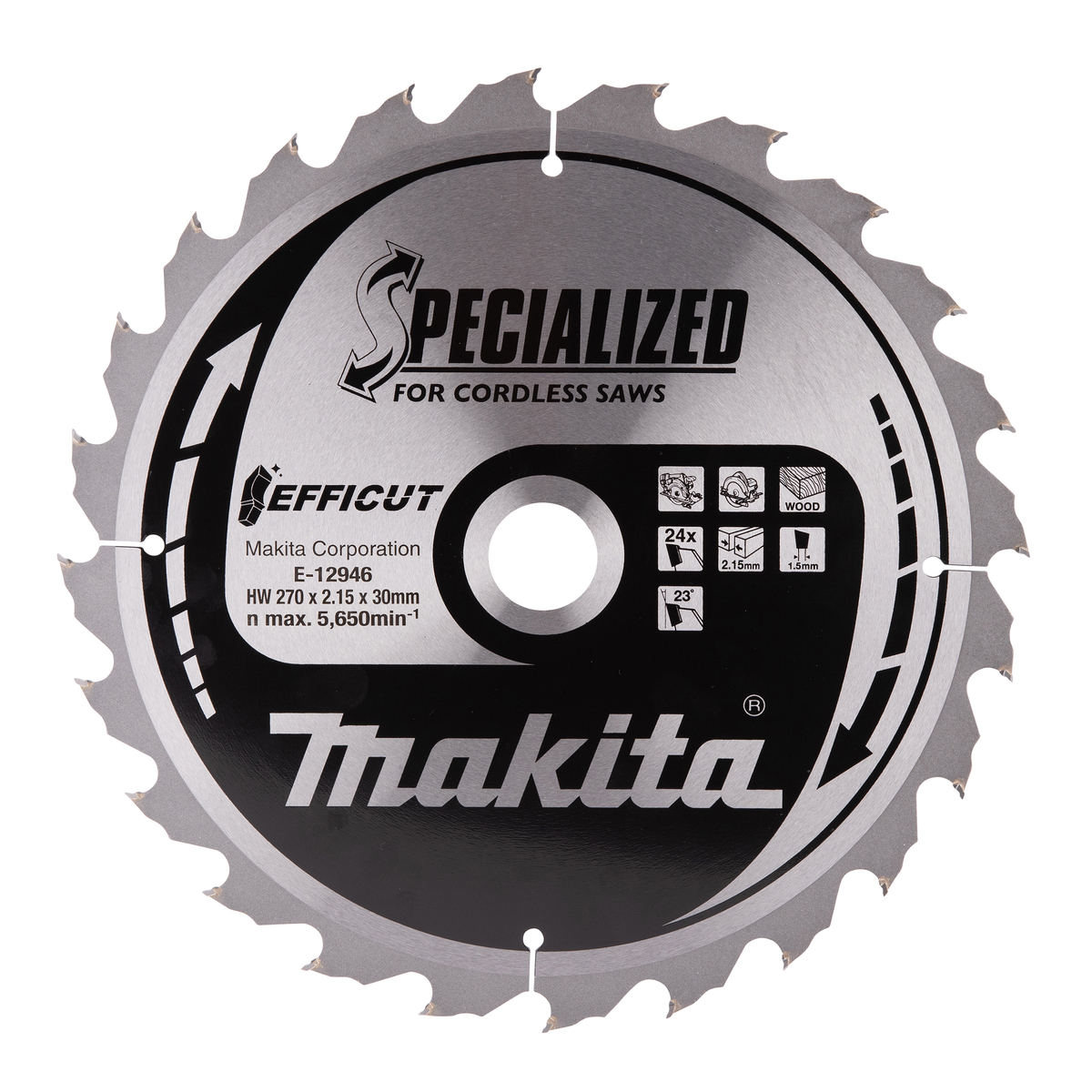 Makita E-12946 Cirkelzaagblad Hout | Efficut | 270 x 30 mm | 24-tands