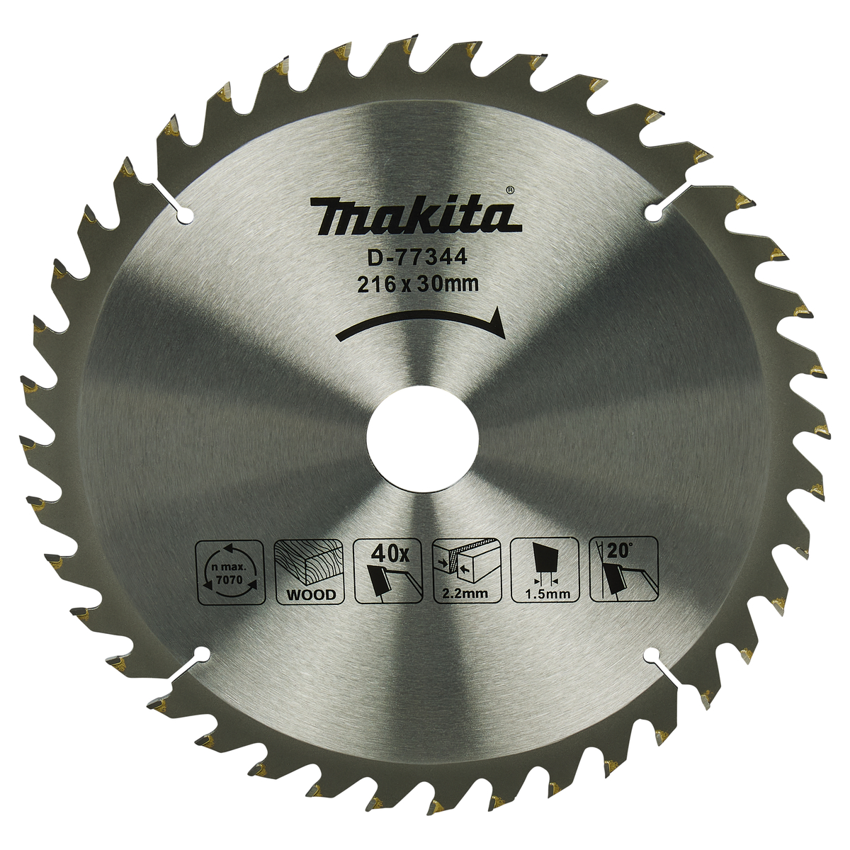 Makita D-77344 Afkortzaagblad Hout | 216 x 30 mm | 40-tands