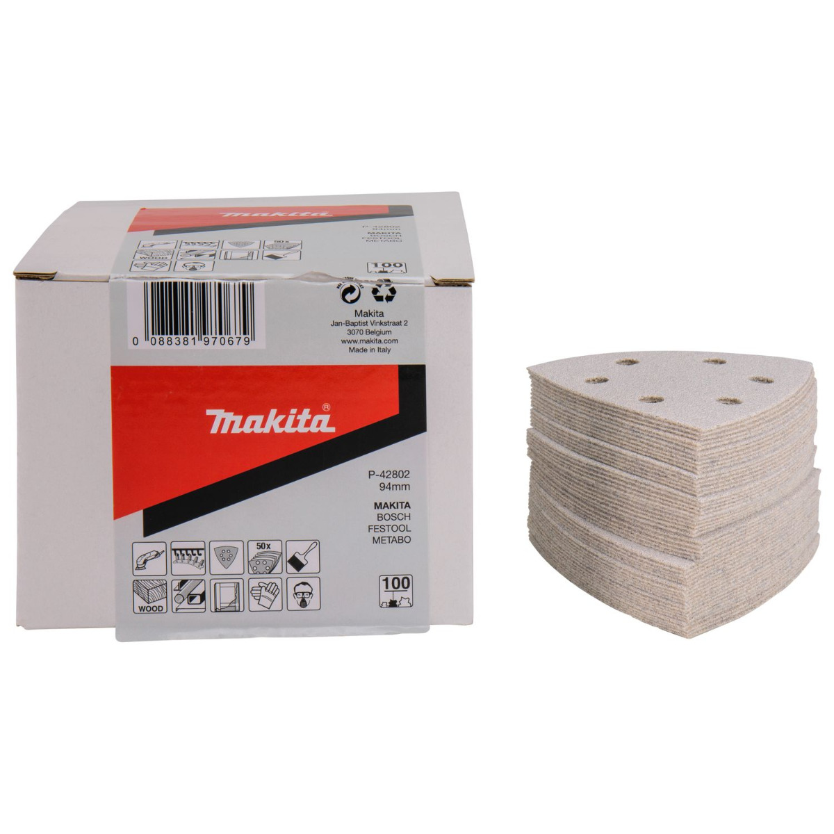 Makita P-42802 Delta schuurvel 3-K 94mm A100 velcro 50 stuks
