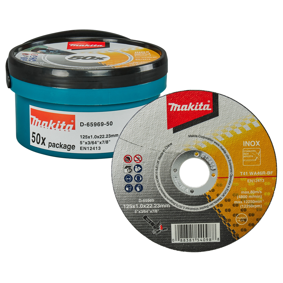 Makita D-65969-50 Doorslijpschijf RVS | 125 x 22,23 x 1,0 mm | 50 stuks