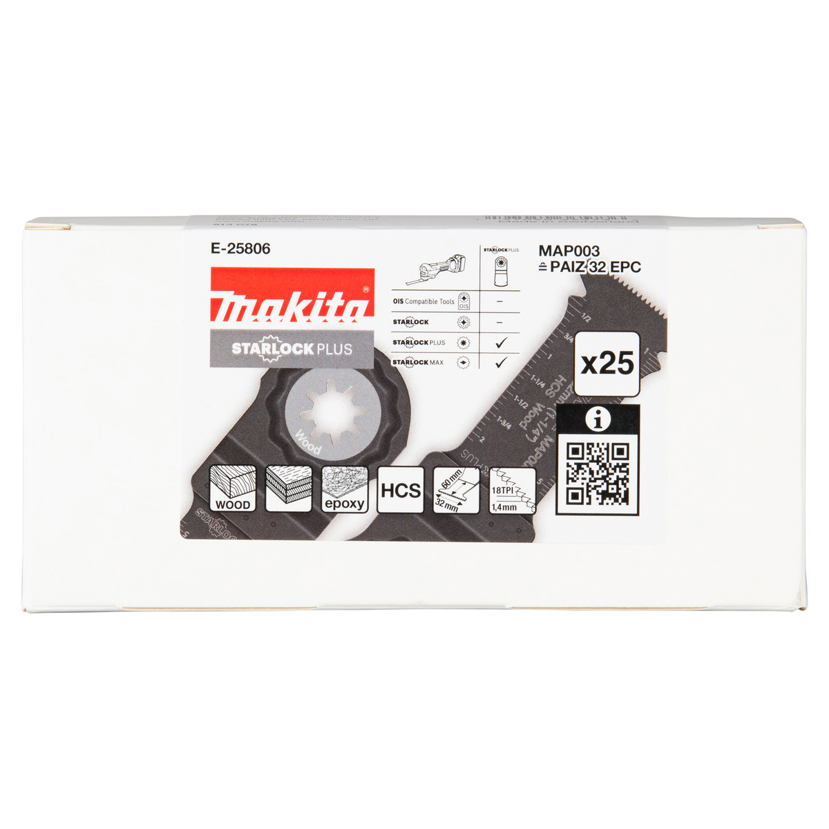 Makita E-25806 MAP003 Invalzaagblad 32x60mm hout 25 stuks