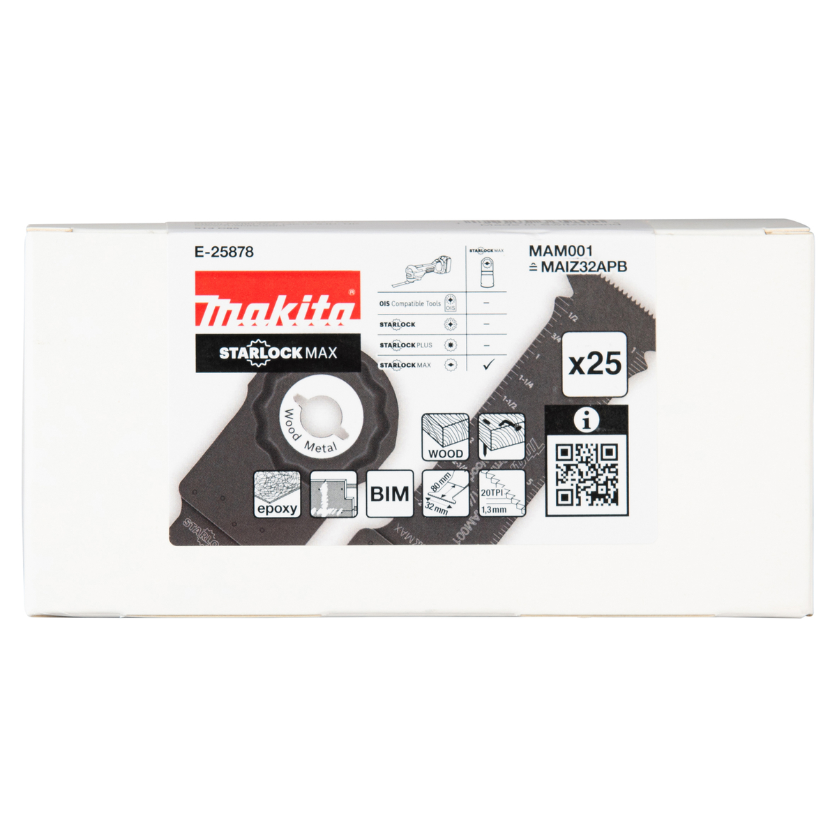 Makita E-25878 MAM001 Invalzaagblad 32x80mm hout&staal 25 stuks