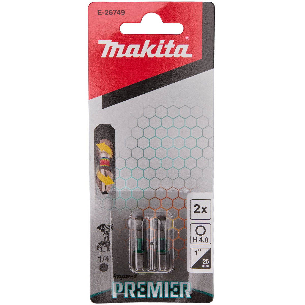 Makita E-26749 Impact Premier Slagschroefbit H4x25mm VE=2