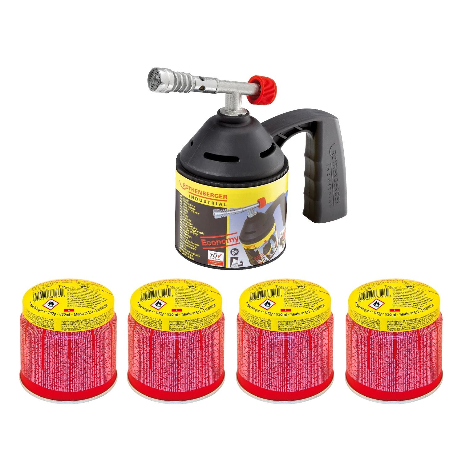 Rothenberger Soldeertoorts RoFlame Economy met 4st C200 Super Gas - 1000000982 afbeelding