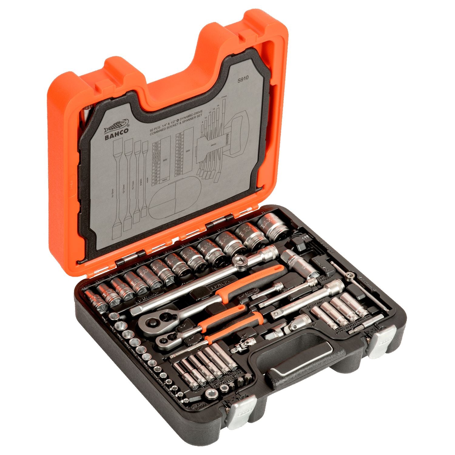 Bahco Bit-/Doppenset met Ratel 1/4" & 1/2" Vierkant 92-delig - S910 afbeelding 1