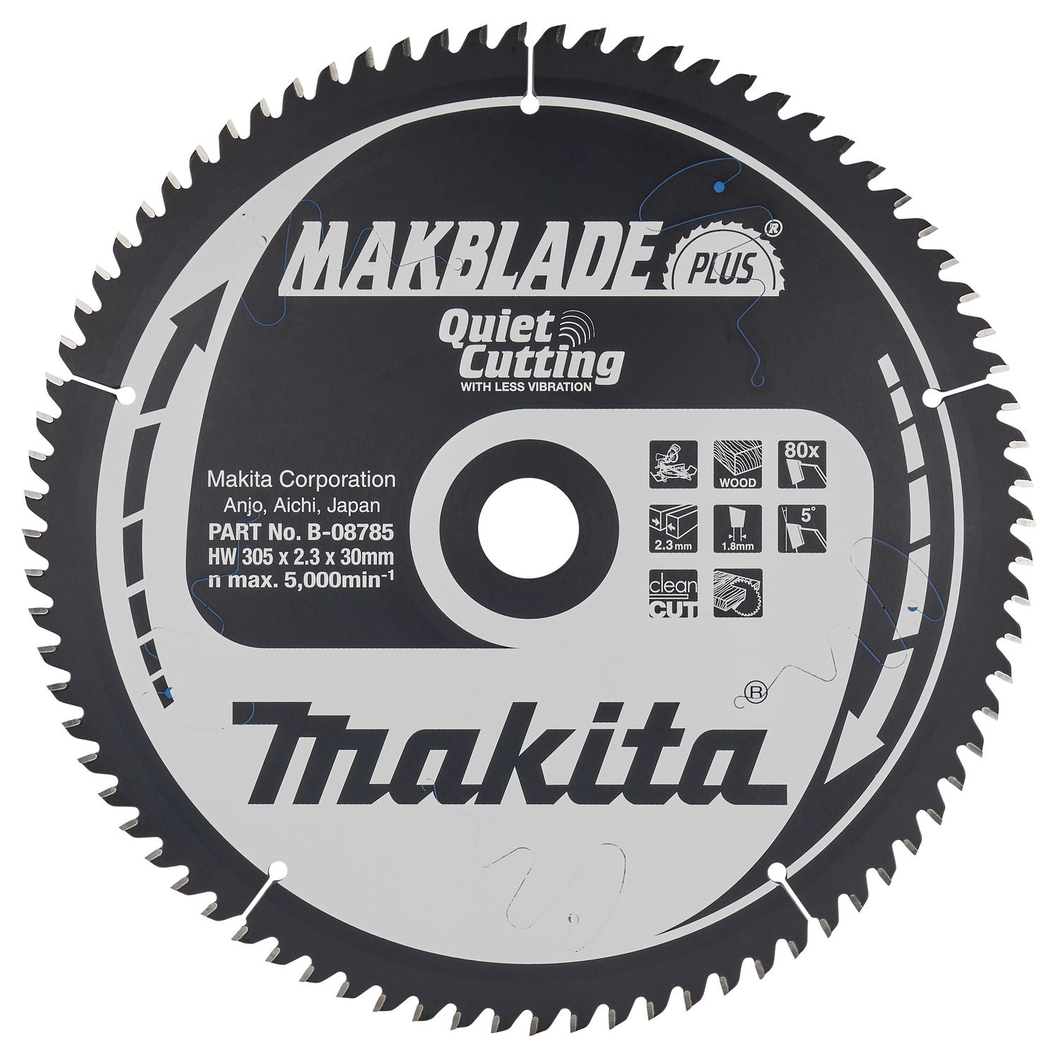 Makita Afkortzaagblad voor Hout | Makblade-Plus | Ø 305mm Asgat 30mm 80T - B-08785