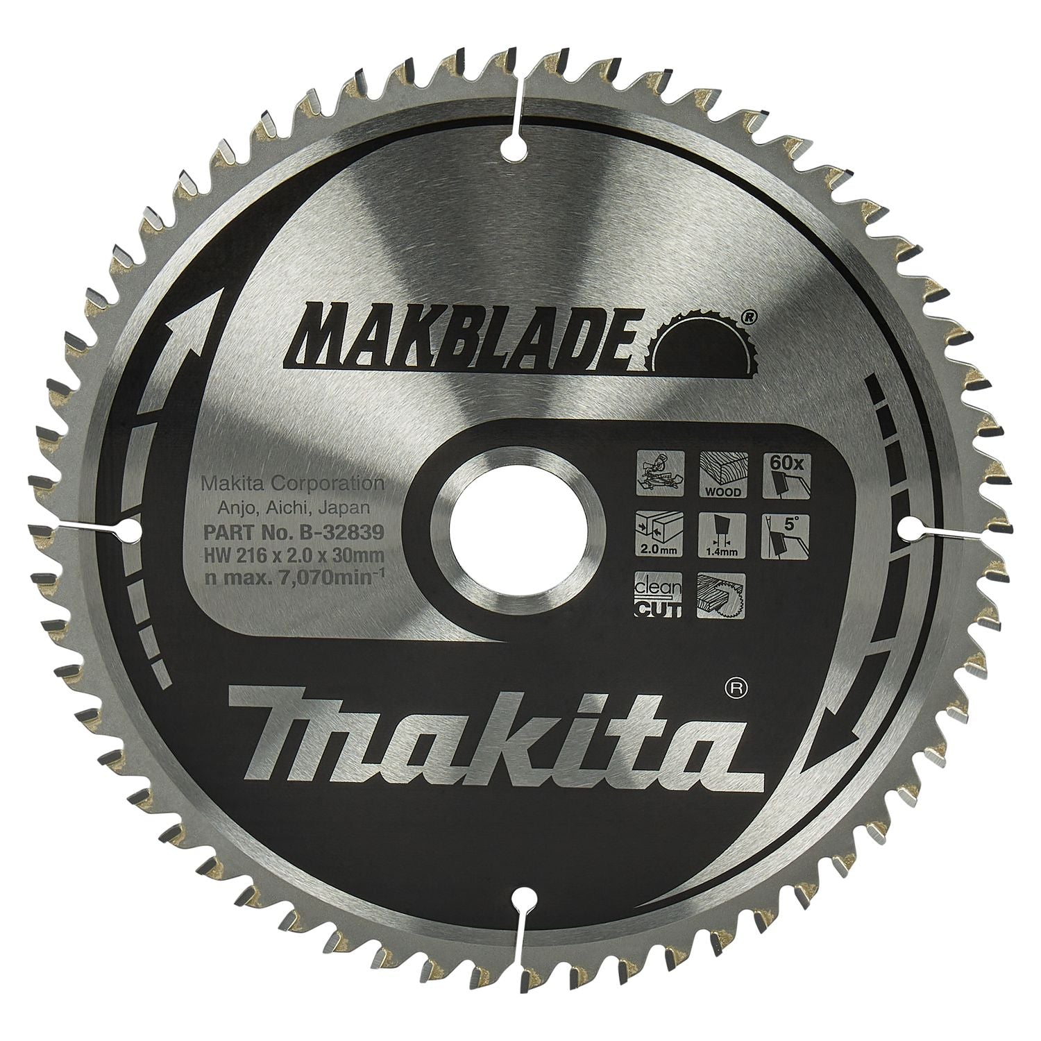 Makita Afkortzaagblad voor Hout | Makblade | Ø 216mm Asgat 30mm 60T - B-32839