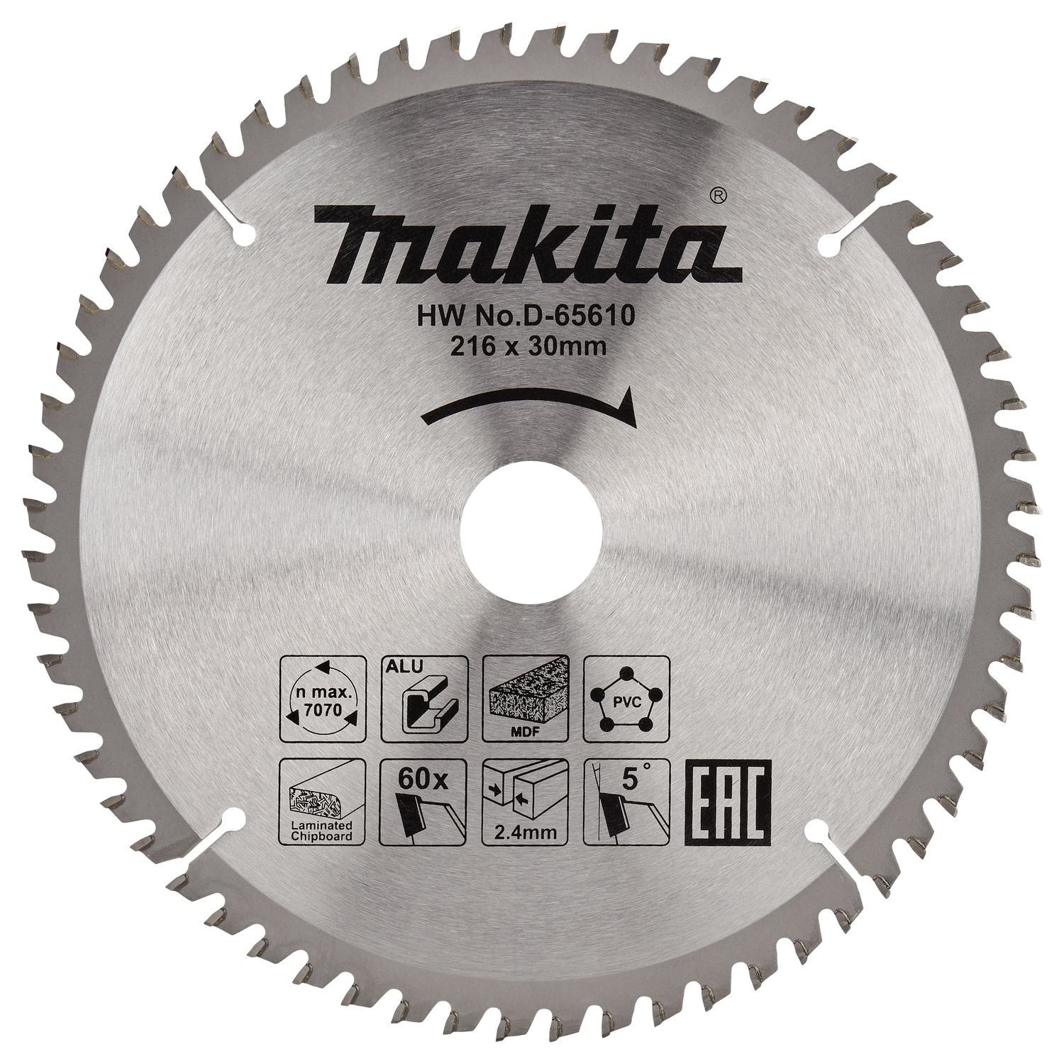 Makita Afkortzaagblad voor Multimaterial | Standaard | Ø 216mm Asgat 30mm 60T - D-65610