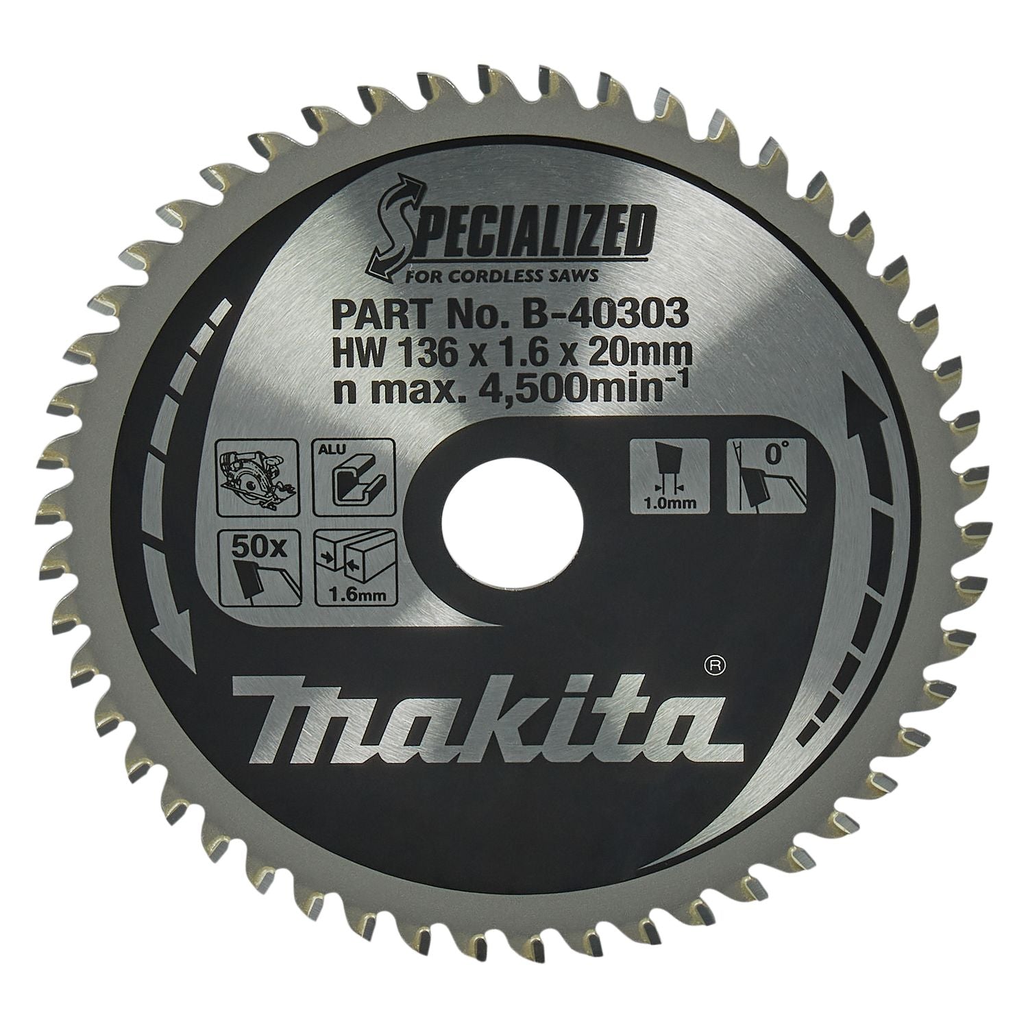 Makita Cirkelzaagblad voor Aluminium | Specialized | Ø 136mm Asgat 20mm 50T - B-40303