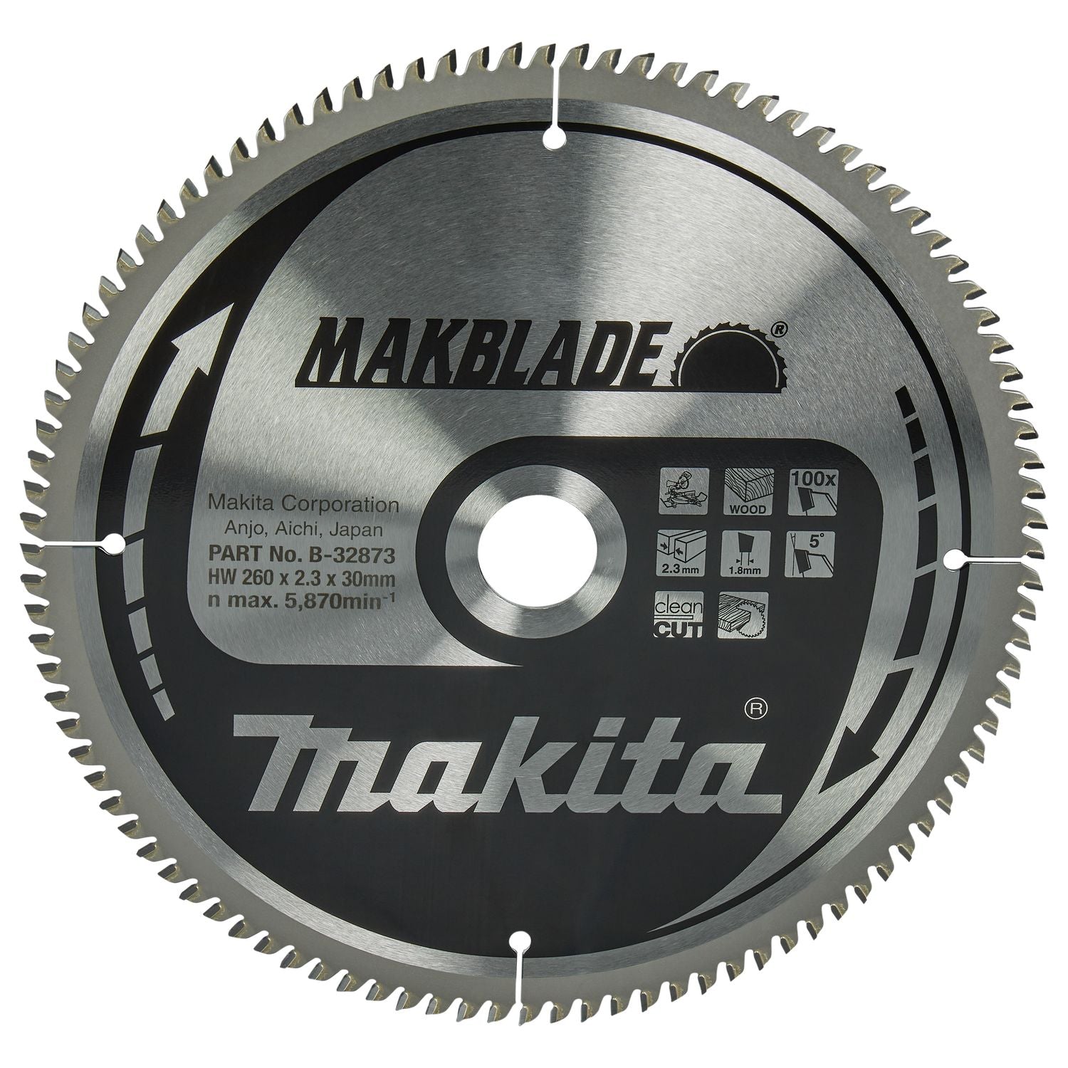 Makita Afkortzaagblad voor Hout | Makblade | Ø 260mm Asgat 30mm 100T - B-32873