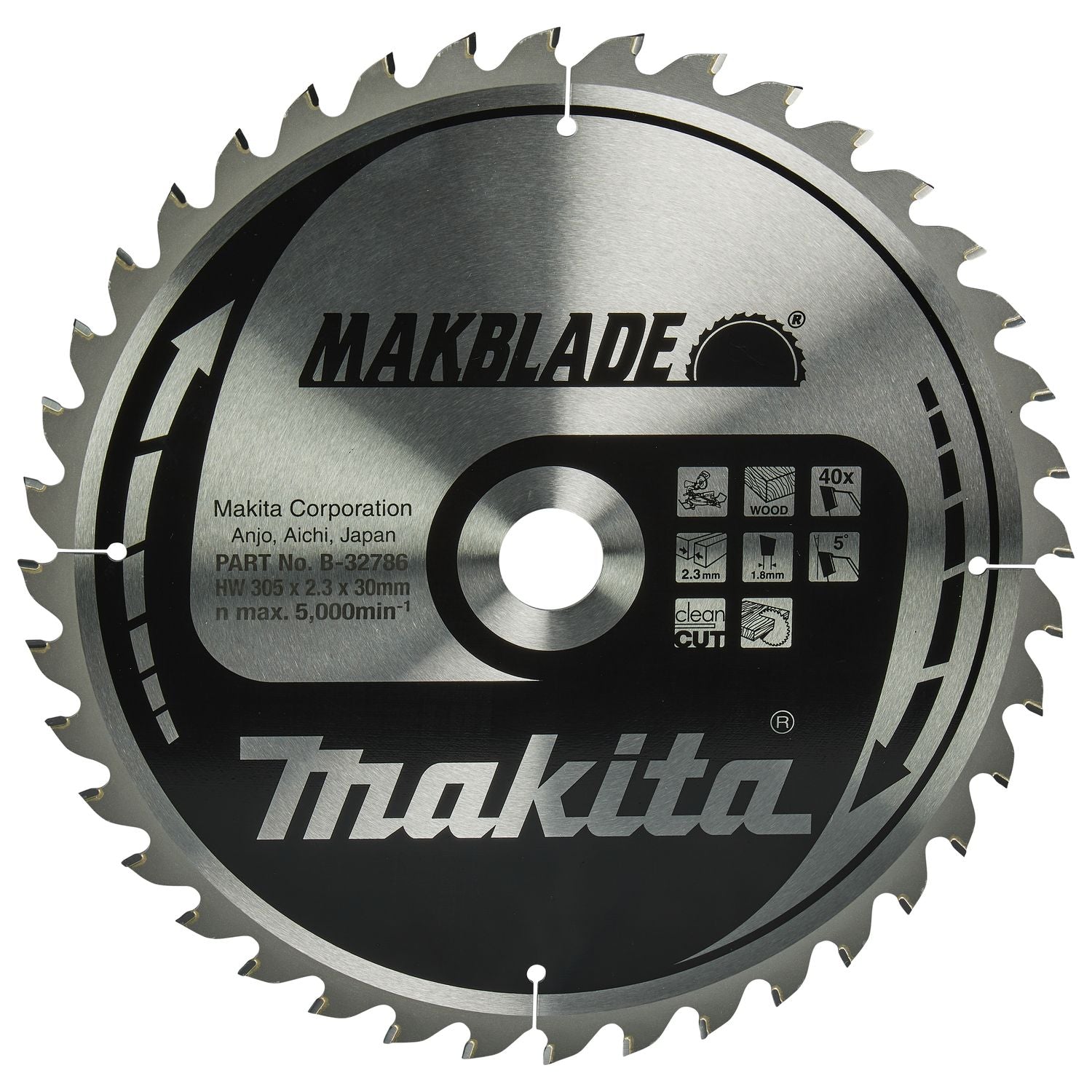 Makita Afkortzaagblad voor Hout | Makblade | Ø 305mm Asgat 30mm 40T - B-32786