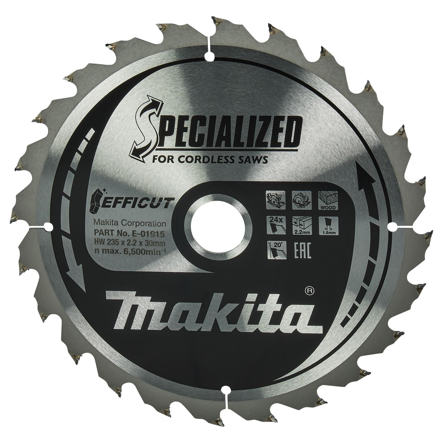 Makita Cirkelzaagblad voor Hout | Efficut | Ø 235mm Asgat 30mm 24T - E-01915