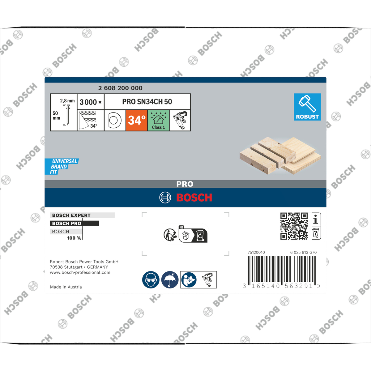 Bosch Professional PRO SN34CH D-kop nagel 90 mm | 34° | Glad | Blank | 3,1 x 7,1 (D-vorm) | 2500 stuks - 2608200004